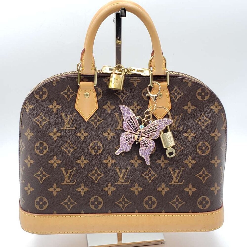 LV Gold Padlock Authentic 🔑 Luxury Bag Charm w/ Unbranded Butterfly Keychain